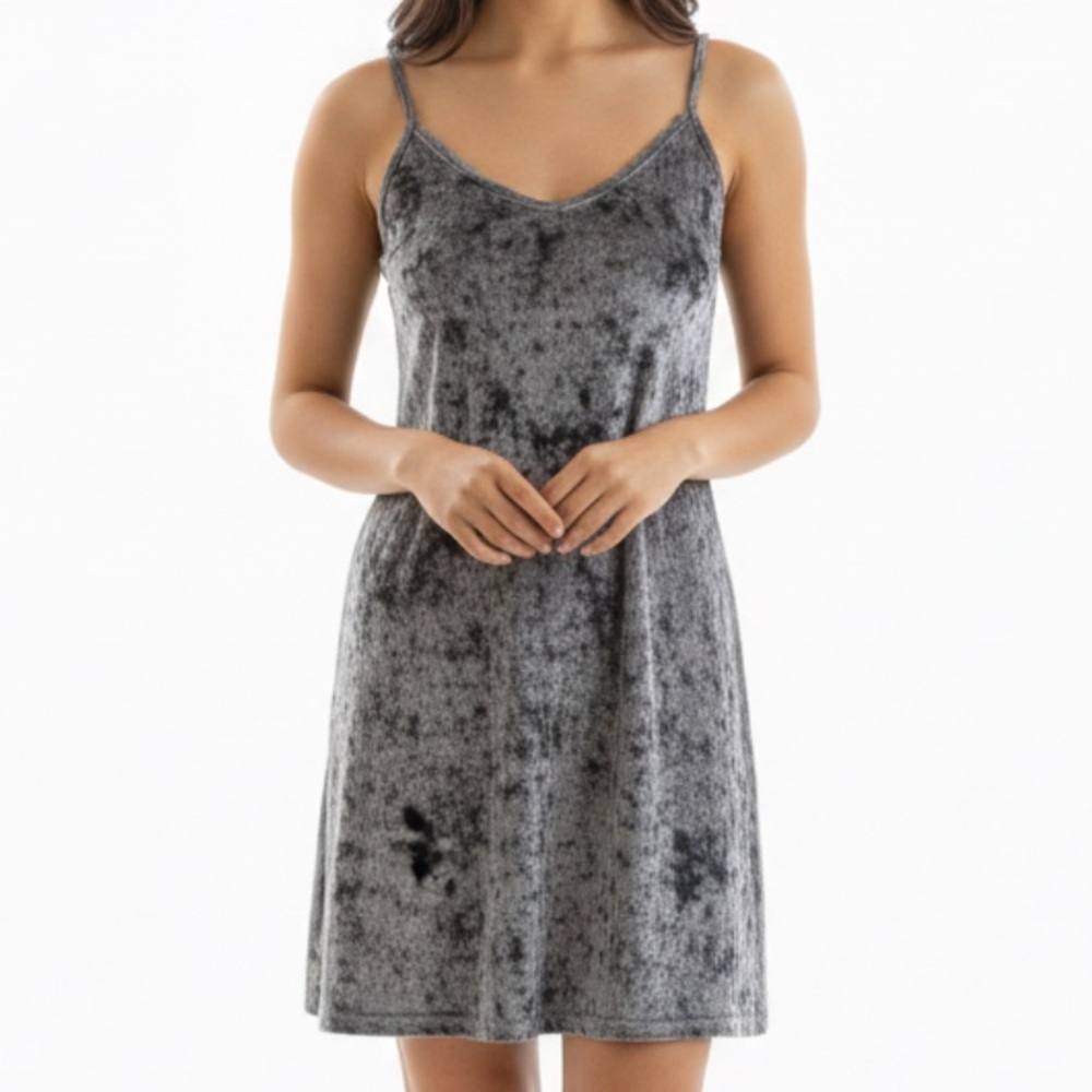 Rene Rofe Charcoal Velvet Sleepwear Dress Chemises Size Medium